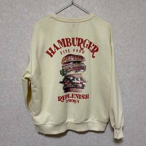 SHEIN handle burger print sweat beige 34(XS)si- in EZwear for women letter print sweat Roo z Fit autumn winter 