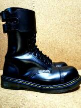 【Dr.MARTENS】ドクターマーチン CADEN スチールトゥ 12ホールブーツ UK6 (25cm ) 12EYE BOOT BLACK ダブルストラップ 希少レア【良品】_画像4