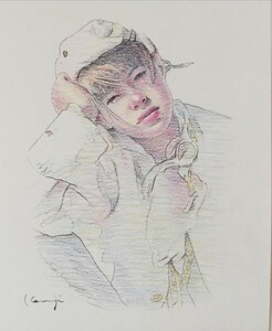 Art hand Auction Kenji Matsubara Custom-made drawing Portrait 2402 Color A4, artwork, painting, pencil drawing, charcoal drawing