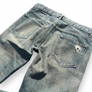 00s Japanese label the viridi Anne damage denim pants lether puch crash destroy japan brand collection archive の画像5