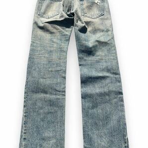 00s Japanese label the viridi Anne damage denim pants lether puch crash destroy japan brand collection archive の画像4