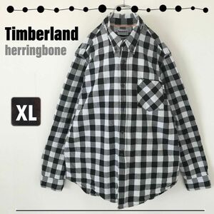 Timberland ティンバーランド★ブロックチェック柄★ヘリンボーン織★アウトドアシャツ★USAメンズXL