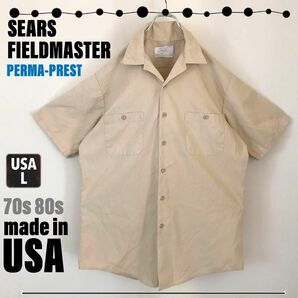 70-80s USA製★シアーズ フィールドマスター★パーマプレスト★TCツイルシャツ★SEARS★USAメンズL