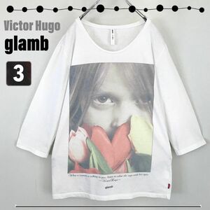 glamb グラム★Victor Hugo/ヴィクトル・ユーゴー名言Tシャツ★七分袖★グラフィック★サイズ3