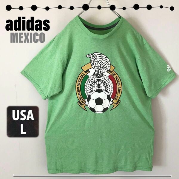 adidas アディダス★サッカーメキシコ代表/MEXICO★エンブレムTシャツ★USAメンズL