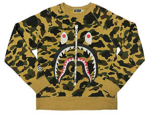 Lサイズ A BATHING APE アベイシングエイプ シャーク 1st CAMO ファーストカモ 猿迷彩 クルーネック スウェット