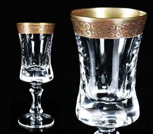 某名家コレクション 19世紀初期作 古ガラス 金彩 リキュールグラス 時代古作 鉛ガラス[64135e]