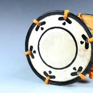 鼓 金彩蒔絵装飾 和楽器 雅楽 能楽 能 狂言 歌舞伎 民族楽器 26cm 台座付き[63228qq]の画像3