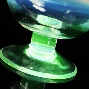 大正ガラス 氷コップ 乳白色硝子 ウランガラス アンティーク 旧家蔵出品[6373⑦e]の画像6