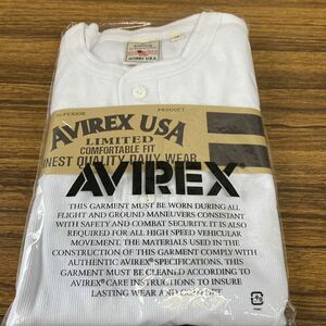 AVIREX アヴィレックス 半袖 ヘンリーネックTシャツ ホワイト Mサイズ　/ DAILY RIB リブ デイリーウェア アビレックス 白