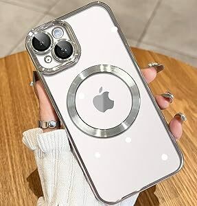 【2023年革新・一体型レンズ保護ケース】JUESHITUO iPhone14 用 ケース MagSafe充電対応 ガラスフイルム一枚入り クリア 