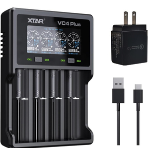 18650急速充電器XTAR VC4 Plus 最大3A充電 14500 26650 21700リチウム電池充電器 1.2V AA/AAA単3単4ニッケル水素電池対応 バッテリ容量測定の画像1