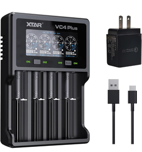 18650急速充電器XTAR VC4 Plus 最大3A充電 14500 26650 21700リチウム電池充電器 1.2V AA/AAA単3単4ニッケル水素電池対応 バッテリ容量測定