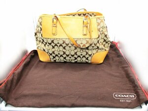 ★COACH コーチ 6894 トートバッグ キャリーオール シグネチャー レザー×キャンバス ライトブラウン 保存袋付き★/H