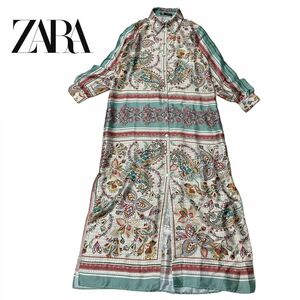 ZARA ザラ　サテン風ペイズリーロングワンピース　xs