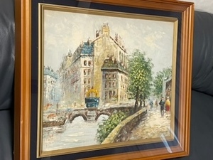 Art hand Auction 油画, 景观, 街景, 美术, 木制框, 古董, 签, 框架, 木制框, 亚克力面板, 包括壁挂线, 绘画, 油画, 自然, 山水画