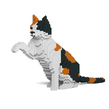 リアルな動物オブジェを作れる ブロックおもちゃ ちょうだいする 三毛猫さん 47.5×10.6×高さ27.9cm ネジで固定する丈夫なブロック_画像2