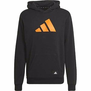 adidas アディダス スウェット パーカー フレンチテリー フューチャーアイコン 黒オレンジ(Ｏサイズ)★SALE！