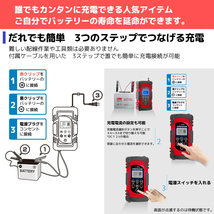 新品 充電器 自動 バッテリー充電器 定格8A 全自動 スマートチャージャー 12V/24V対応 バッテリー診断機能付 AGM/GEL車充電可能 LVYUAN_画像6