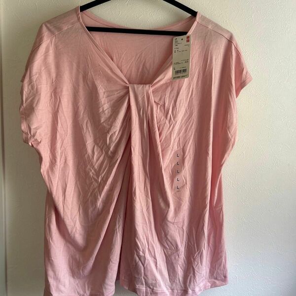 【送料無料】新品、ユニクロLサイズ　デザインTシャツ　ピンク半袖