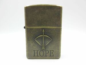 ◇ ZIPPO ジッポー HOPE ホープ アロー オイルライター アンティークゴールド色 古美仕上げ 1999年製 火花確認済み 中古品