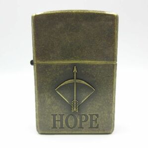 ◇ ZIPPO ジッポー HOPE ホープ アロー オイルライター アンティークゴールド色 古美仕上げ 1999年製 火花確認済み 中古品の画像1