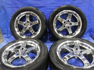 【宮城 塩釜発】中古 タイヤ・アルミホイールセット 4本 社外品 Weds Farmars(ウェッズ ファーマス) 17×7J オフセット+53※個人宛発送不可