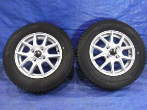 【宮城 塩釜発】中古 タイヤ・アルミホイールセット 2本 社外品 145/80R13 4J PCD100 オフセット+43 PRACTIVA ICE BP02 ※個人宛発送不可