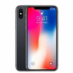 バッテリー90％以上 美品 iPhoneX 64GB スペースグレイ 中古 SIMフリー SIMロック解除済