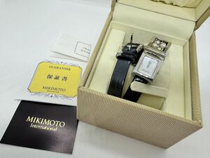 MIKIMOTO ミキモト クオーツ レディース 腕時計 2連ブレス シェル文字盤 シルバー 箱付