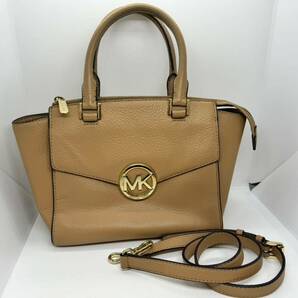 ◇MICHAEL KORS マイケルコース レザー クロスボディ 2WAY ハンドバッグ ショルダー トート レディース ベージュ系 ゴールド金具の画像1