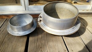 中古 アルミ製 羽釜 直径28cmと19cm 大小2つセット 古民具 レトロ 昭和レトロ 古道具 はがま かまど 料理