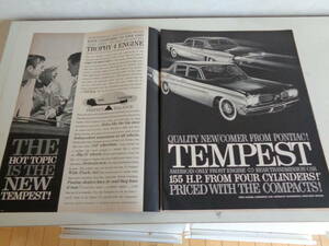 即決　広告　アドバタイジング　アメ車　ポンティアック　ＴＥＭＰＥＳＴ　１９６０ｓ　モノクロ　レトロ　アンティーク　雑誌　コレクター