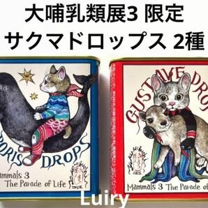 国立科学博物館（科博）大哺乳類展3　ヒグチユウコ　サクマドロップス　赤　青　2個セット