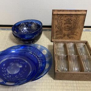 【まとめ】食器 ガラスボウル グラス 皿 大正ロマン 昭和レトロ 木箱の画像1