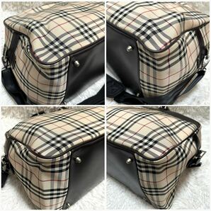 1円〜美品【超大容量/2way】BURBERRY バーバリー ボストンバッグ ショルダー 斜め掛け レザー 本革 キャンバス ノバチェック 旅行 ビジネスの画像8