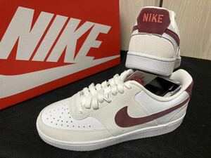 新品25cmナイキNIKEレディーススニーカーコートビジョンCOURTVISION LOホワイトエンジバーガンディワインレッドエアフォース1AF1好きに