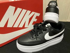 新品25cmナイキコートビジョンアルタブラック LTR COURTVISIONエアフォース1AF1好きに厚底スニーカーNIKEレディーススニーカー