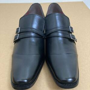 新品未使用BLACKLIST（Madrasマドラス）ダブルモンクストラップビジネスシューズ27cm本革本皮皮靴革靴ブラック黒ロングノーズの画像2