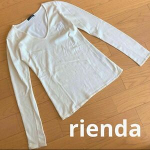 rienda リエンダ 長袖 白 ホワイト 刺繍 トップス 中古 秋 春