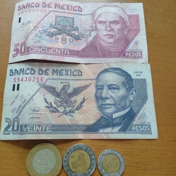メキシコ　紙幣　コイン