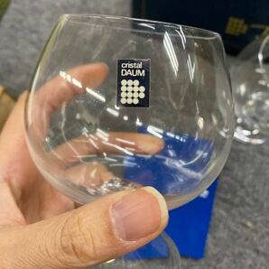 04176 未使用Daum France ドーム フランス ブランデーグラス ワイングラス 2客セット クリア ガラス食器の画像3