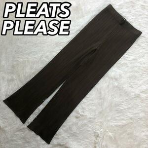 PLEATS PLEASE ISSEY MIYAKE プリーツプリーズ イッセイミヤケ パンツ ズボン ボトムス ジャバラ ブラウン 茶色 カーキ サイズ1 レディース