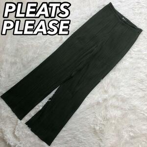 PLEATS PLEASE ISSEY MIYAKE プリーツプリーズ イッセイミヤケ パンツ ズボン ボトムス ジャバラ グリーン 深緑色 サイズ1 レディース