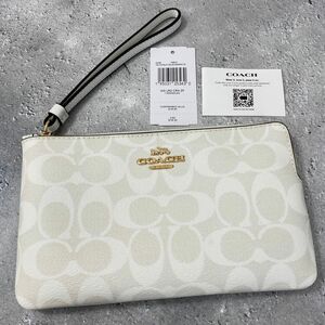 新品同様 未使用 COACH コーチ シグネチャー レザー ポーチ リストレット