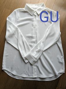 ドレープシャツ 白 シャツ 長袖シャツ ホワイト とろみ GU L 羽織