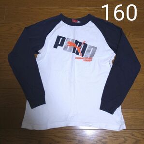 PUMA 長袖Tシャツ 160cm ロングTシャツ カットソー トップス プーマ ネイビー ホワイト 