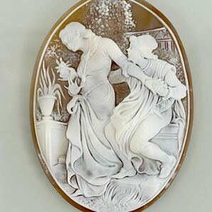 【希少】 大型 シェルカメオ ルース 22.2g CAMEO シェルカメオ界の巨匠 エンツォ・チリッロ Enzo Cirillo作 80 x 58 mm サイン入りの画像2