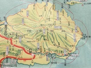 ma40【地図】九州 昭和40年（福岡 佐賀 長崎 熊本 大分 宮崎 鹿児島 国鉄・私鉄 鉄道線 国鉄バス おもなバス路線 航路 ローカル線廃止前