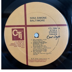 Nina Simone Baltimore US Original LPの画像6